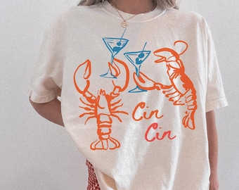 Lobster Martini Shirt Fisherman Aesthetic Coastal Granddaughter Tshirt Oversized Comfort Colors Preppy Clothes Teens Amalfi Aesthetic Tee