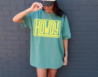Preppy Howdy Shirt Western Graphic Tee Oversized Country Concert Tshirt Comfort Colors Western Clothes Trendy Cowgirl Shirt Aesthetic Yeehaw