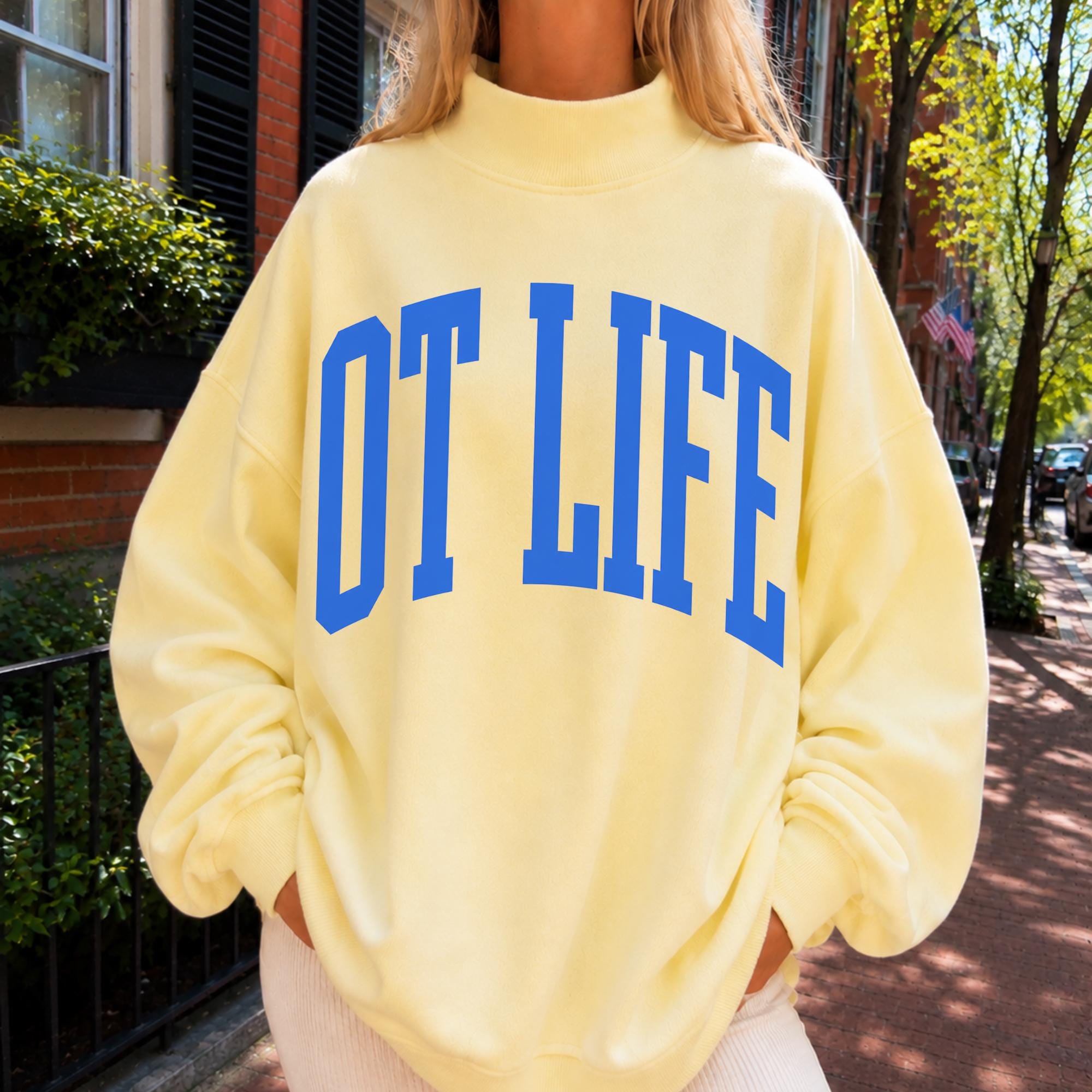 Retro OT Life Mockneck Sweatshirt Trendy Occupational Therapist Mockneck OT Gift Oversized Occupational Therapy Crewneck New OT Grad Gift