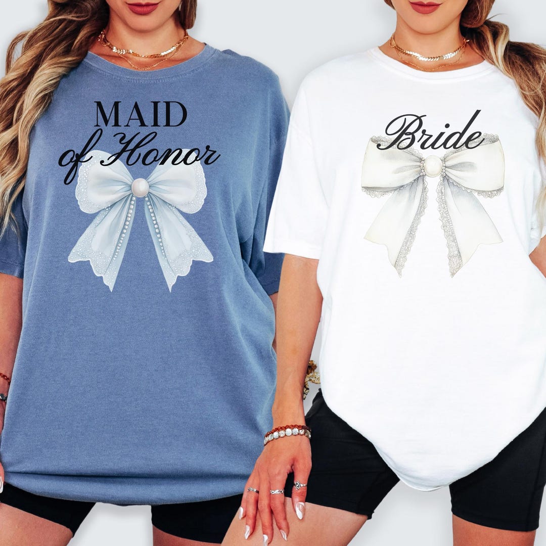 Custom Bridal Party Matching Shirts Coquette Bride Bridesmaid Tshirts ...
