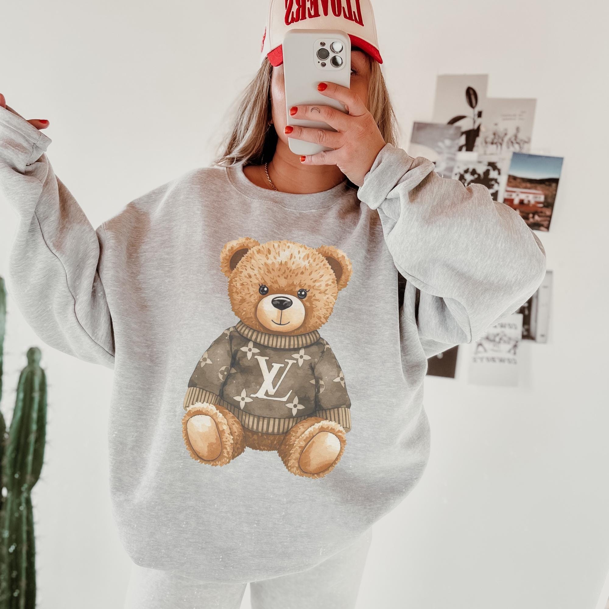 Trendy Teddy Bear Sweatshirt Preppy Winter Crewneck Aesthetic