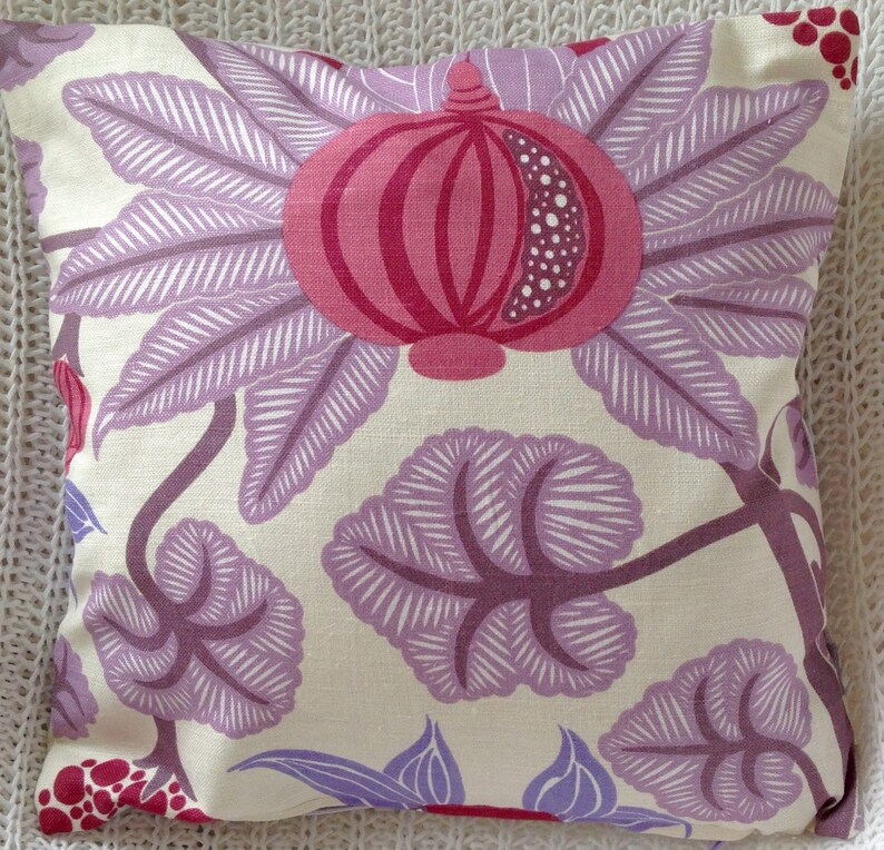 SALE: Bright flower design purple cushion cover. image 1