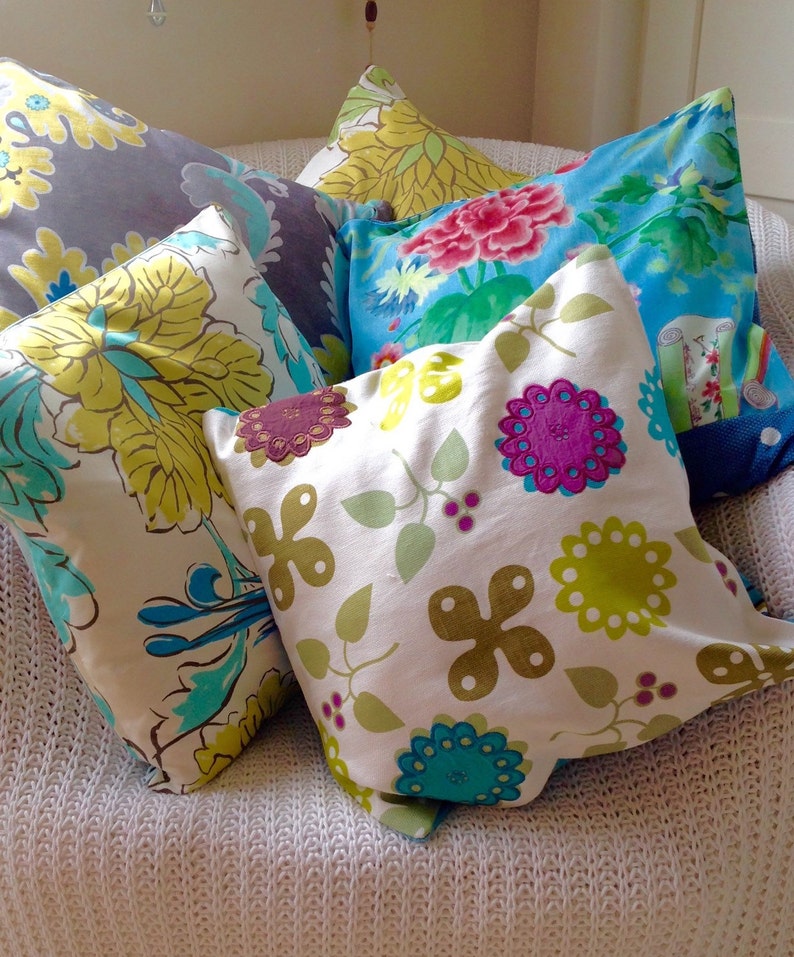 SALE: Bright flower design purple cushion cover. image 3