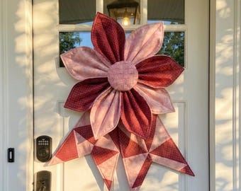Erbsen Blütenkranz Schleife Nähen Muster PDF, DIY Riesige gesteppte Stoff Blume Schleife Anleitung für Haustür Dekor