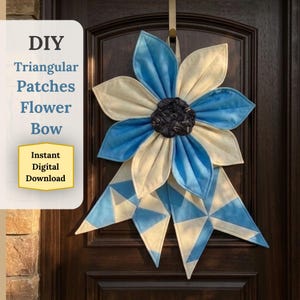 DIY Flower Bow Pattern, Digital Download, Triangular Patches Bow Tail Craft, Sewing Template for Home Accessories, Kids Crafts, Party Decor