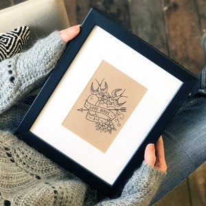 Gepersonaliseerd Vintage Tattoo liefde vogels Print | Kunst | Matroos Tattoo | Hart van Design | Verjaardag of Valentijnsdag cadeau | Wereldwijde verzending
