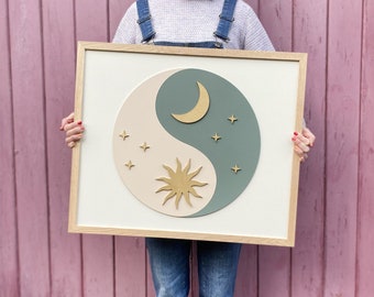 Celestial Yin Yang Painted Wooden Sign