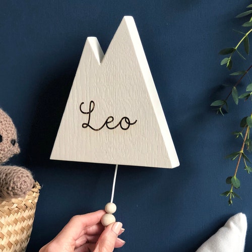 Wooden Musical Mountain Name Wall Hanging Pull String Music Etsy