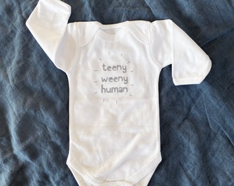 Teeny Weeny Human Baby Vest | Baby Grow | New Baby Gift | Worldwide Shipping