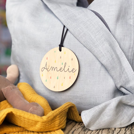 Personalised Baby Bag Tag | Baby Changing Bag | Raindrop Design | Laser Cut | International Shipping