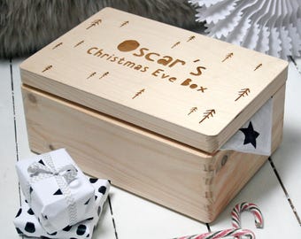 Personalised Large Trees Christmas Eve Box | Christmas Box | Family Christmas Eve | Wooden Box | Christmas Gift | Laser Engraved