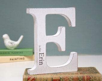 AERZETIX Lettre T Alphabet Décorative 175x200x18 Mm Bois MDF Blanc - Décoration Murale Mariage Anniversaire