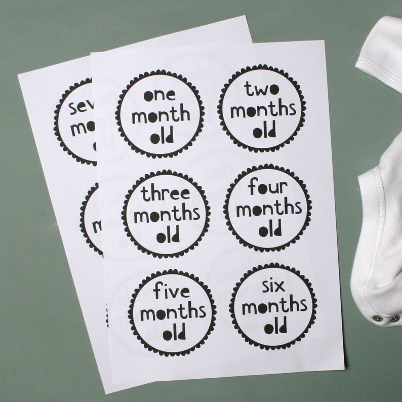 Baby Monthly Milestone Stickers Mono Black and White image 2