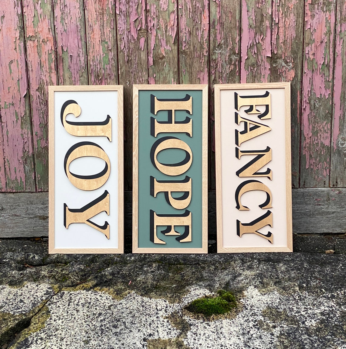 One Word Gold Painted Sign Medium Etsy