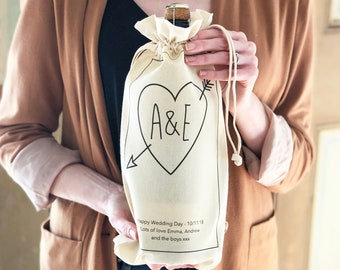 Personalised Wedding Initials Bottle Bag