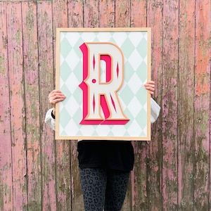 Wooden Harlequin Initial Sign