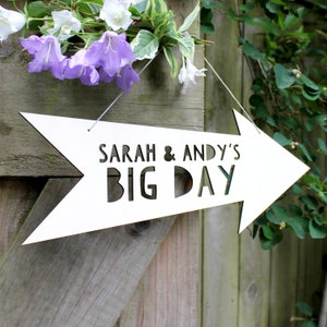 Personalised Wedding Wooden Arrow Sign