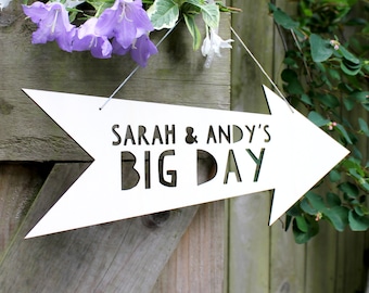 Personalised Wedding Wooden Arrow Sign