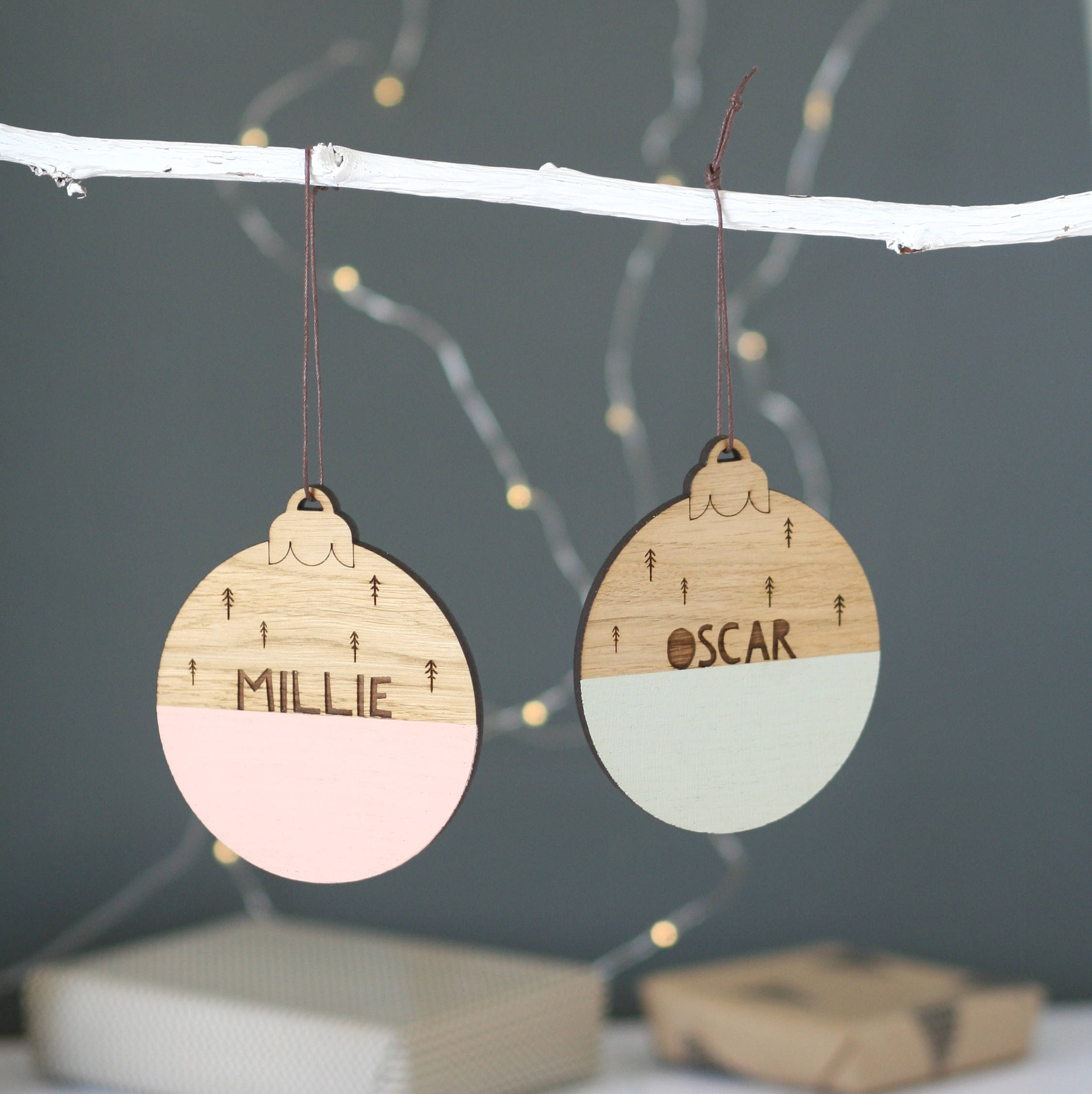 Nom de Noël Personnalisé Bauble | Décoration Présent Bois Découpé Au Laser Arbre Babiole 1Er Noël