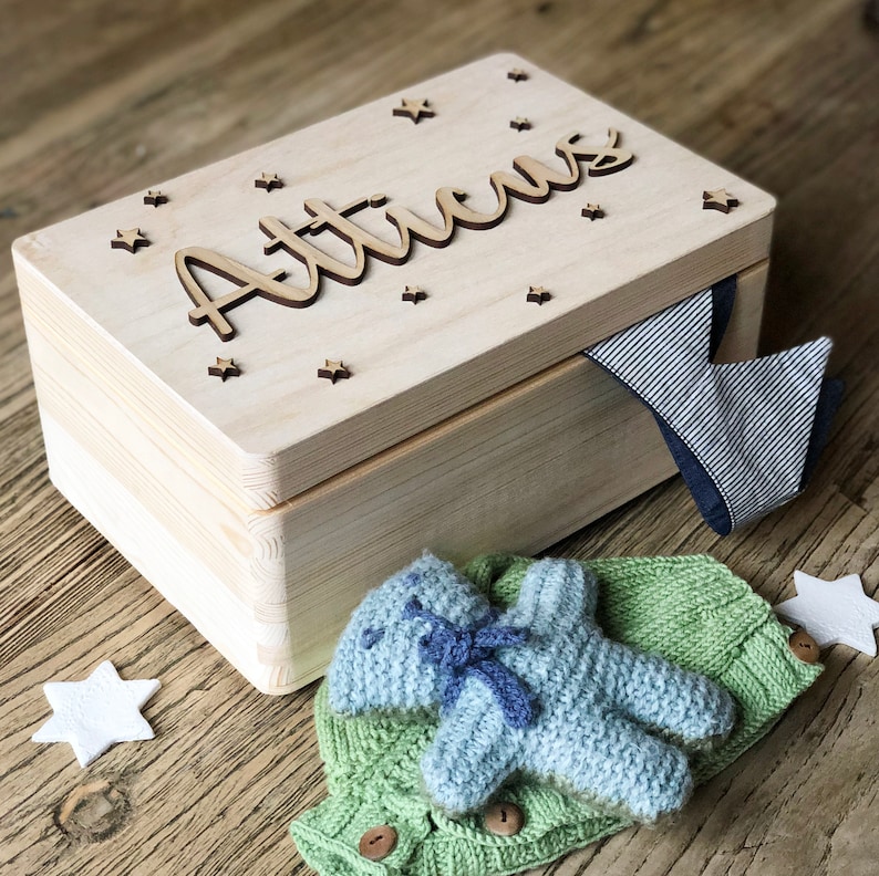 Personalised Raised Name Keepsake Box Toddler Keepsake Box Laser Engraved Wooden Box New Baby Gift Or Christening Gift Int Shipping image 1