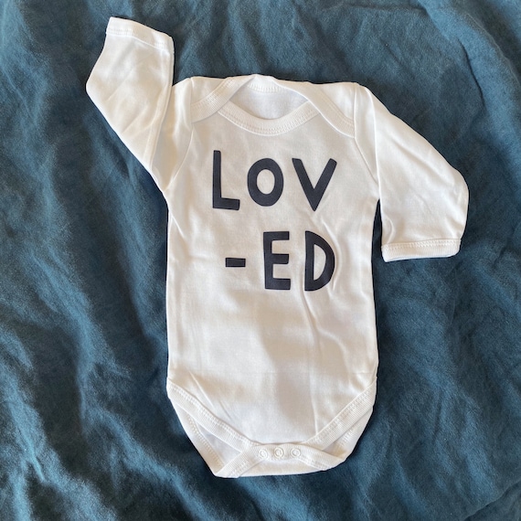 LOVED White Baby Vest Baby Grow New Baby Gift Worldwide