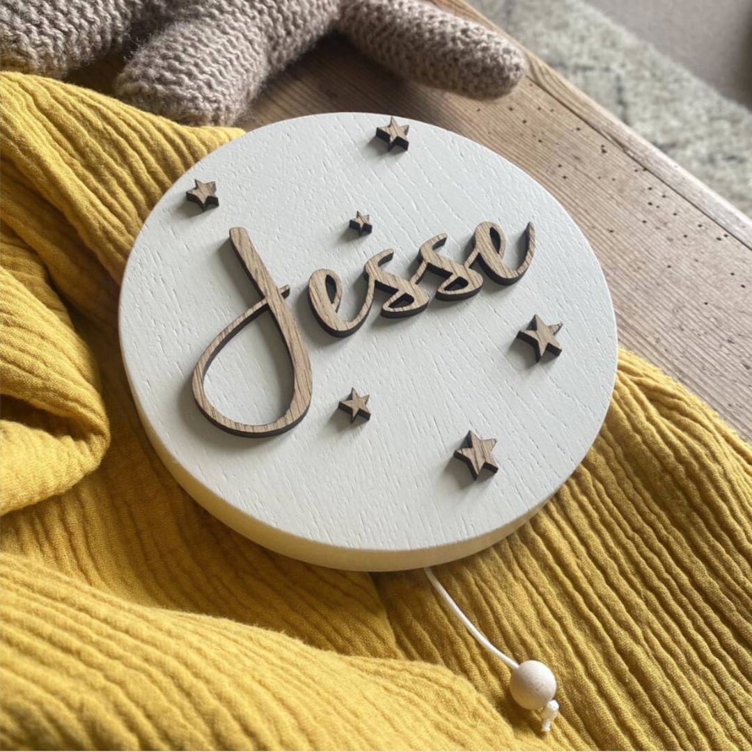 Raised Name Musical Wall Hanging Pull String Music Box New Baby or