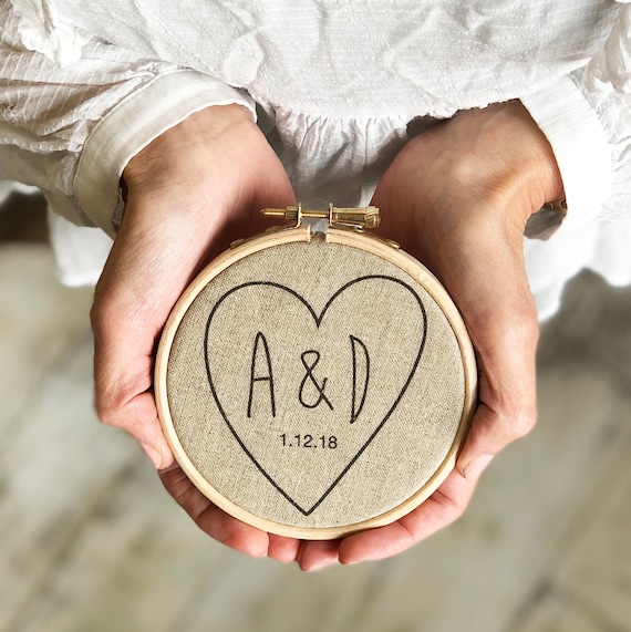 Personalised Love Heart Anniversary Hoop Anniversary Gift