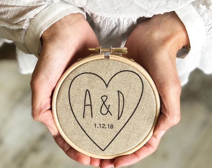 Personalised Love Heart Anniversary Hoop | Anniversary Gift | Couple Initial Hoop  | Engagement Present | Bespoke Valentines Gift