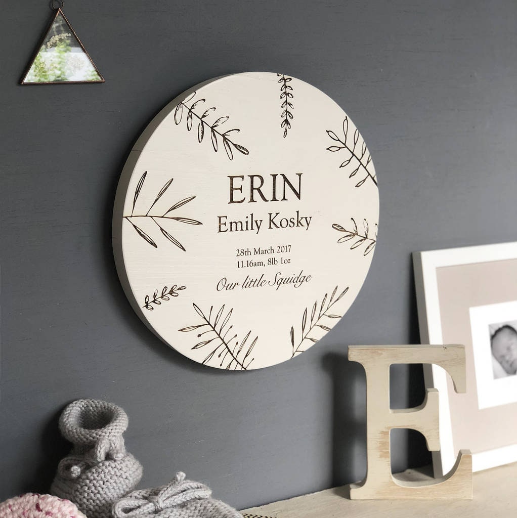 Chêne Gravé Nouvelle Plaque Murale de Bébé | Chêne Tenture Produit en Bois Nouveau Cadeau Parents Ch