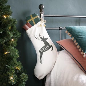 Personalised Reindeer Name Christmas Stocking | Keepsake Xmas Stocking | Stocking Filler | Personalised Holiday Gift | 1st Christmas Note