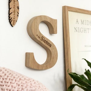 Personalised New Baby Raw Oak Wooden Letter | New Baby Or Christening Gift | Laser Engraved | Wooden keepsake | Worldwide Shipping