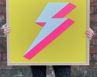 Lightning Bolt Flash Wooden Painted Sign