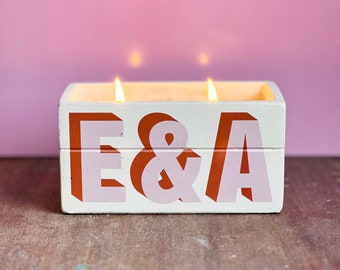 Double Wooden Wick Initials Candle