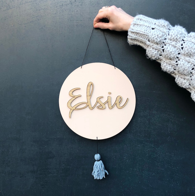 Personalised Wooden Name Sign With Wool Tassel New Baby or - Etsy UK