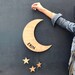 Personalised Moon And Stars Hanging Name Decoration | Nursery Mobile | Name Wall Hanging | New Baby Gift Or Christening Gift | Name sign 