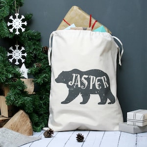 Personalised Christmas Sack Polar bear Sack Xmas Present Christmas Eve Keepsake First Christmas Gifts for Christmas Large Sack image 1