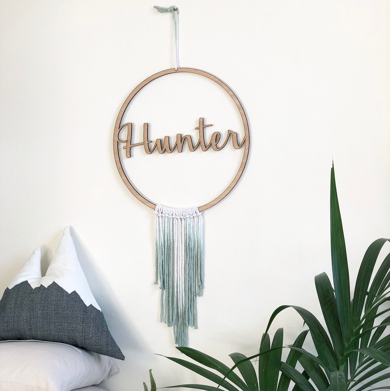 Wood and Macrame Name Dream Catcher Wooden Wall Hanging Etsy UK