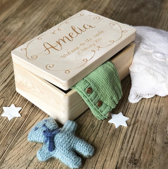 Personalised Baby Birth Box Toddler Keepsake Box Laser