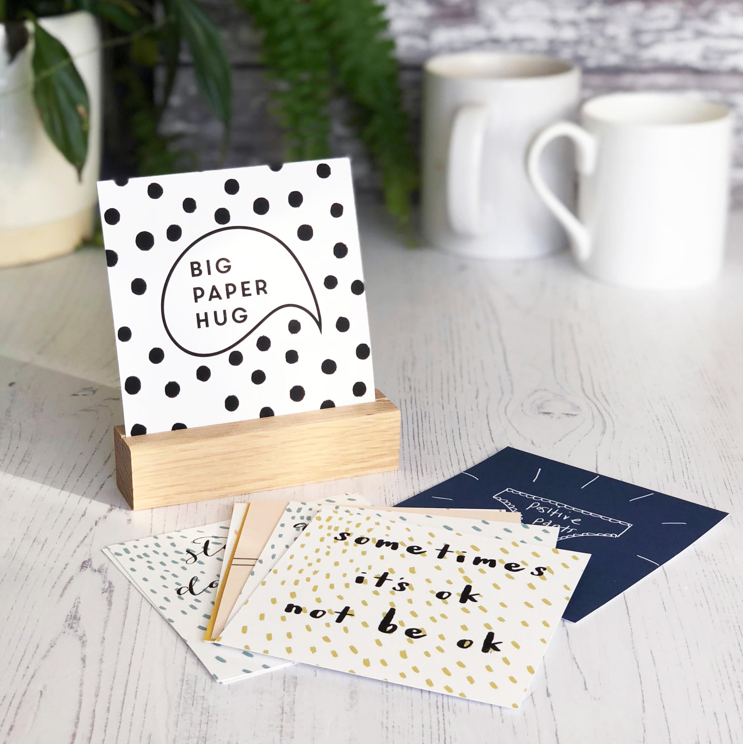 Mini Son Ok Imprime W/stand de Chêne | Sentir Bon Affirmations Mini C'est Ok Cartes Cadeaux Pour Les