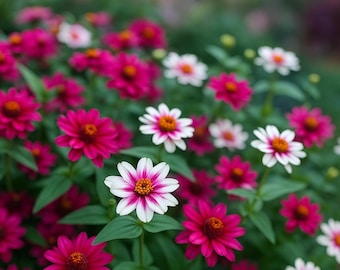 100 Profusion Zinnia Seeds: Cherry Pink & White Bicolor Blooms