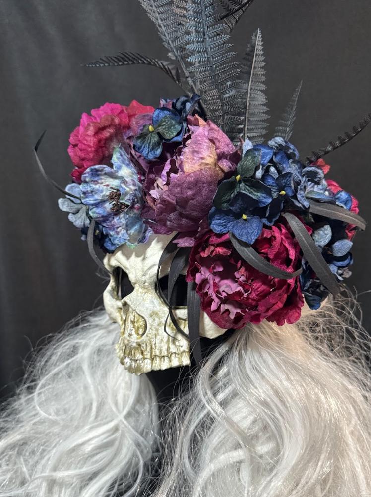 Mindbloom Mask Midnight Bloom Mask – Skull Floral Gothic Mask – Dark Fantasy ...