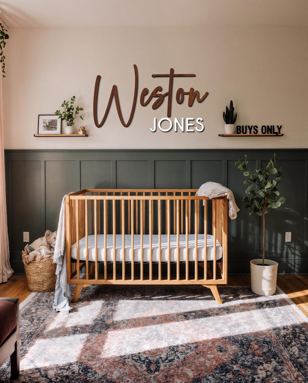 Custom Wood Nursery Name Sign: Personalized Wooden Names, Custom ...
