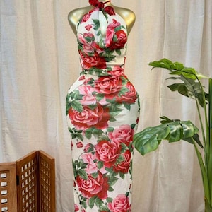artisanal rose midi dress Rose Misa Pink Satin Midi Dress | Cowl Neck with Handcrafted Rose Detail