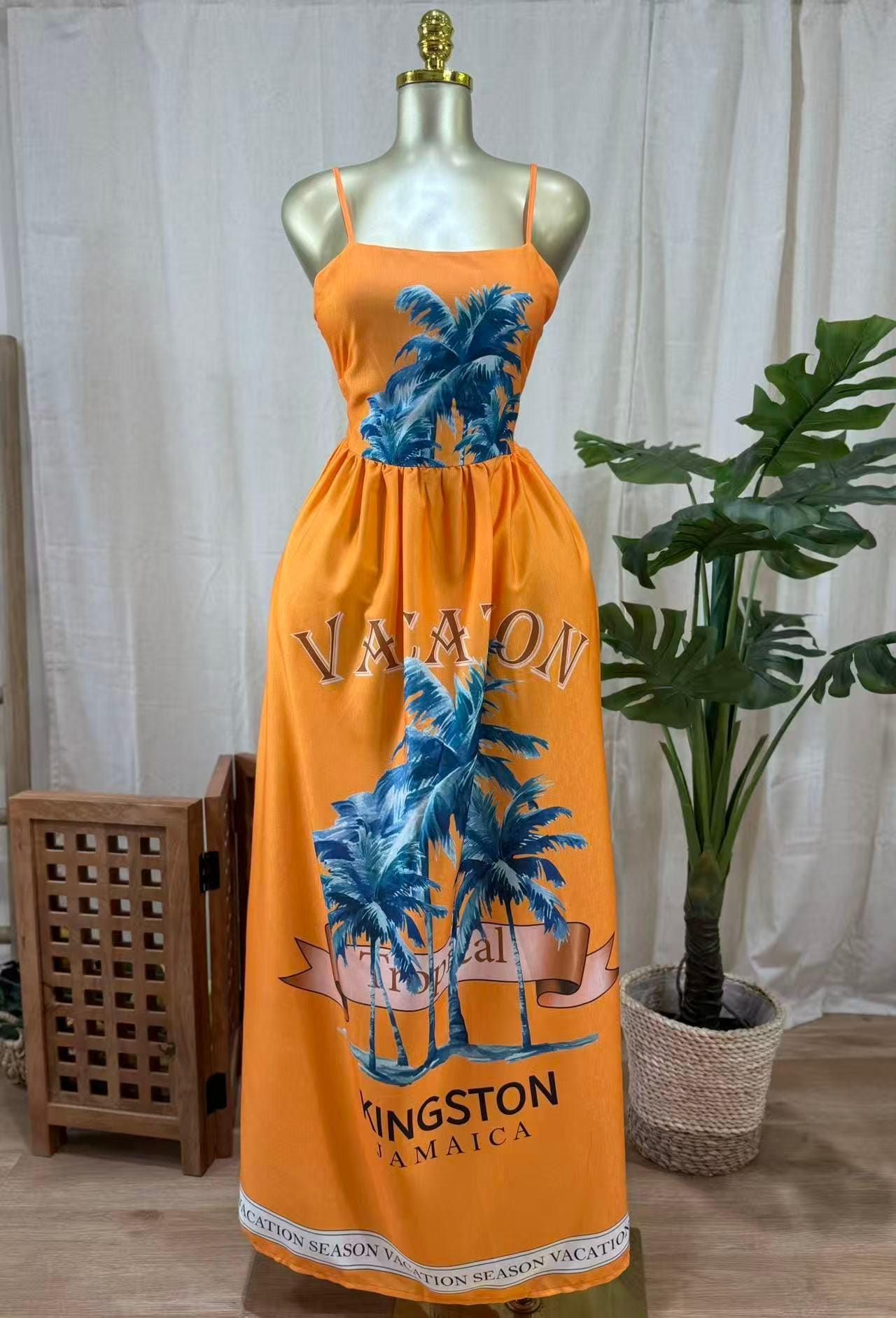sachin and babi light blue dress Palm Tree Maxi Dress