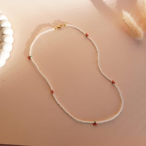 Beaded Cherry Necklace, Cherry Choker, Handmade Cherry Necklace, Sweet Cherry Chain, Summer Jewelry, Y2K Cherry Chain Necklace