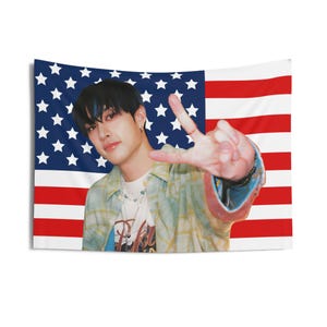 Bang Chan American Flag Tapestry: Stray Kids Kpop Banner