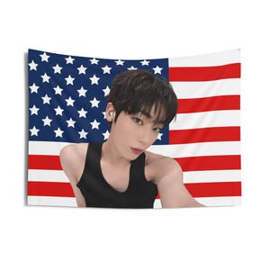Sunoo Black Tank top American Flag, Enha Concert Banner, Enha Kpop Flag, Enha Desire Unleash, Enha World Tour