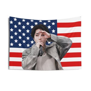 Han Jisung Facecard American Flag, Stray Kids Concert Banner, SKZ Kpop Banner, Stray Kids Ate, Skz DominAte, Stray Kids 2025