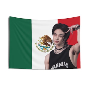 Hyunjin Cute Pose Mexican Flag, Stray Kids Concert Banner, SKZ Kpop Banner, Stray Kids Ate, Skz DominAte, Stray Kids 2025