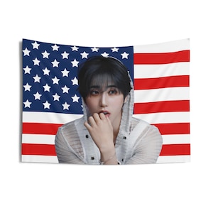 Han Jisung Photoshoot American Flag, Stray Kids Concert Banner, SKZ Kpop Banner, Stray Kids Ate, Skz DominAte, Stray Kids 2025
